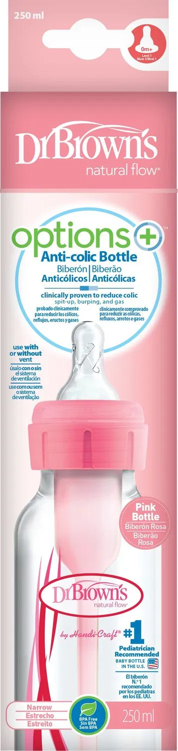 Dr. Brown's PP Options+ NarrowBottle, PINK, 1-Pack - 250 ml