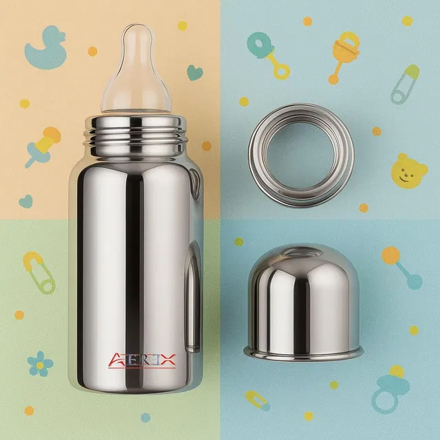 AEREX Stainless Steel Baby Feeding Bottle for Milk Baby Feeding Milk Bottle Feeding - 180 ml