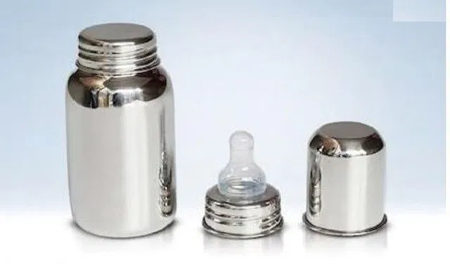 SMILEY APPU Stainless Steel Baby Feeding Bottle (Silver, 200 Ml) - 200