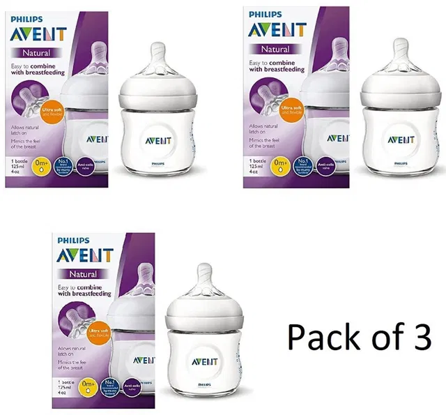 PHILIPS Avent Natural Feeding Bottle (Pack of 3) - 125 ml
