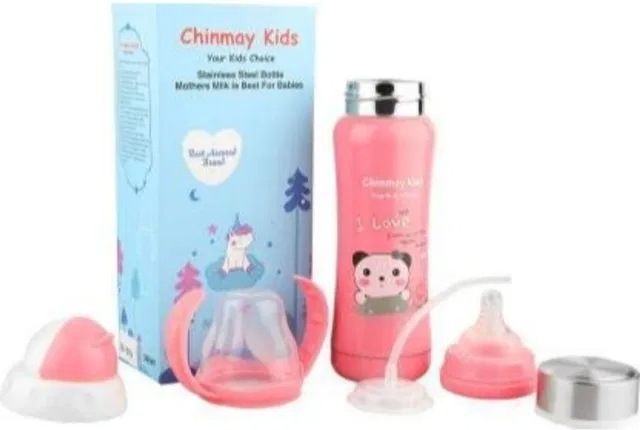 Chinmay Kids Thermal Insulation Stainless Steel Baby Feeding Bottle - 180 ml