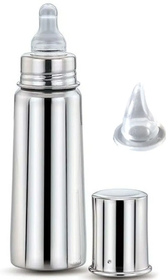 Beautiq Baby Collections Complete Stainless Steel Feeding Bottle 250ml with Additional Sipper Nipple - 250 ml