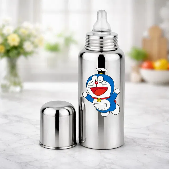 Mumma Baby Feeding Bottle Stainless Steel | Baby Milk Bottle with Cartoon Sticker - 250 ml