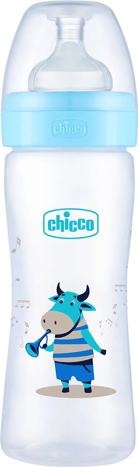 Chicco WellBeing PP Feeding Bottle Jungle Music | BPA Free | Medium Flow | 3Months+ - 250 ml
