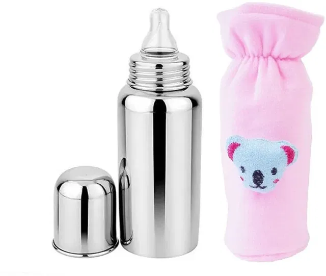 Kids Globe Baby stainless steel feeding bottle with bottle cover 250 ml - 250 ml