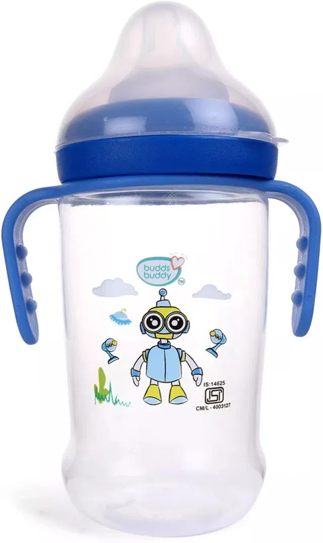 Buddsbuddy Premium BPA Free Wide Neck Baby Feeding Bottle with Handle, - 250 ml