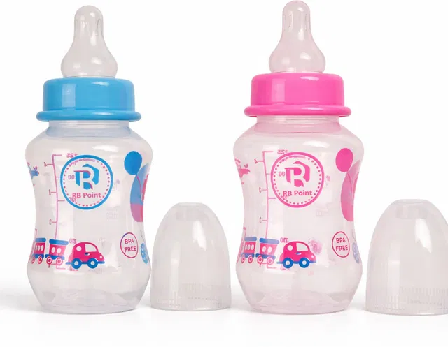 RB Point Baby Plastic Feeding Bottle with Anti-Colic Nipple | Newborn to Toddler - 125 ml