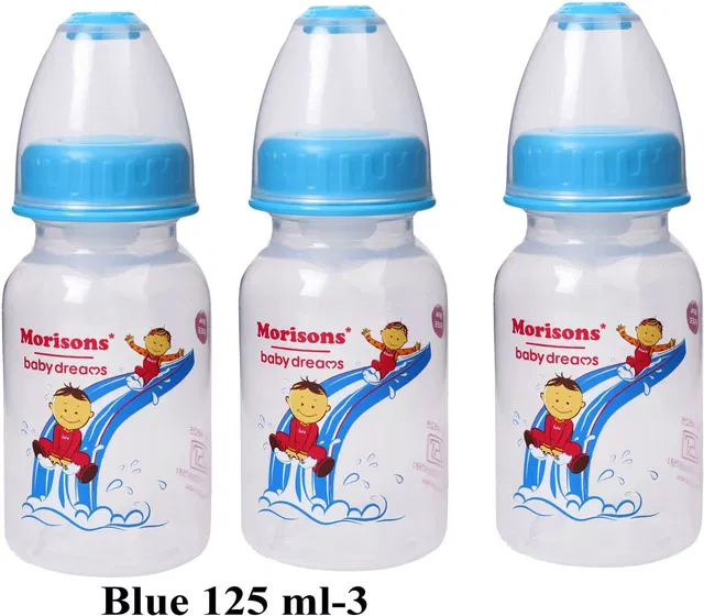 Morisons Designer Feeding Bottle 125 Ml pack of 3 Blue - 125 ml