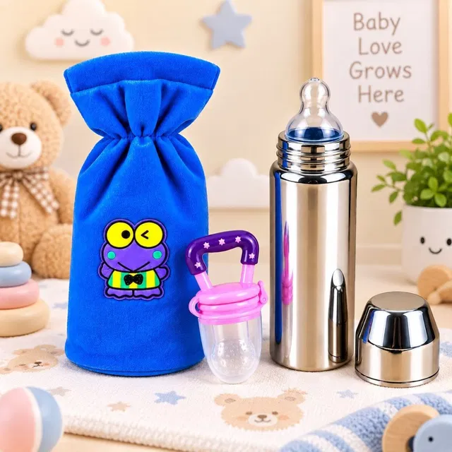 FRAIVIKO Baby Milk Feeding Bottle with Cover & Fruit Feeder - 250 ml