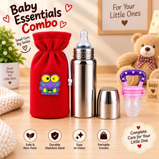 FRAIVIKO Baby Milk Feeding Bottle with Cover & Fruit Feeder - 250 ml