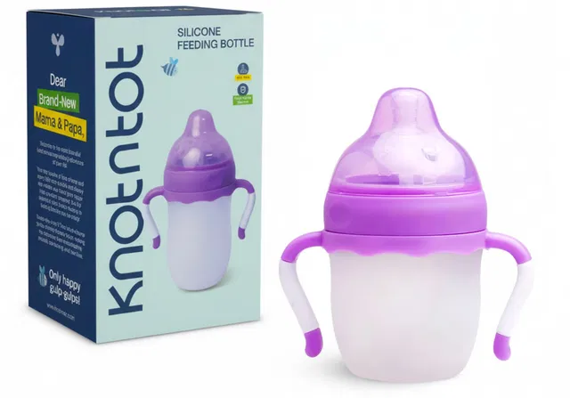 Knotntot Silicone Baby Feeding Bottle with Handles, BPA Free, for Newborns & Infants - 160 ml