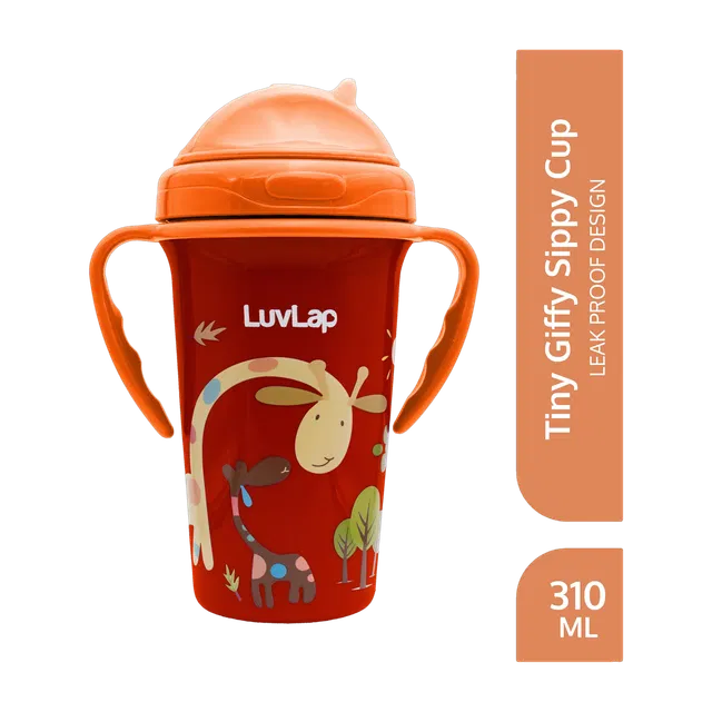 LuvLap Tiny Giffy Baby Sipper/ Sippy Cup 300ml, Anti-Spill Soft Silicone Spout, 18m+,