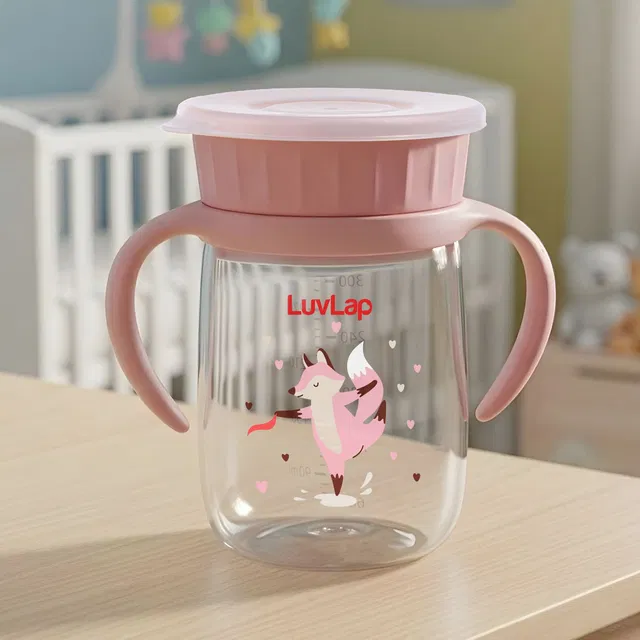 LuvLap Shine 360° Soft Spout Trainer Sipper for Kids, 360ml, spillproof Sippy Cup
