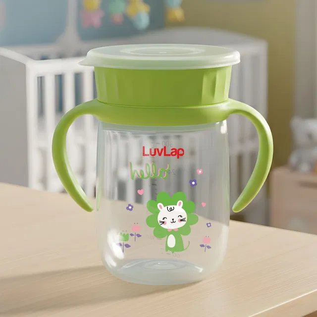 LuvLap Shine 360° Soft Spout Trainer Sipper for Kids, 360ml, spillproof Sippy Cup
