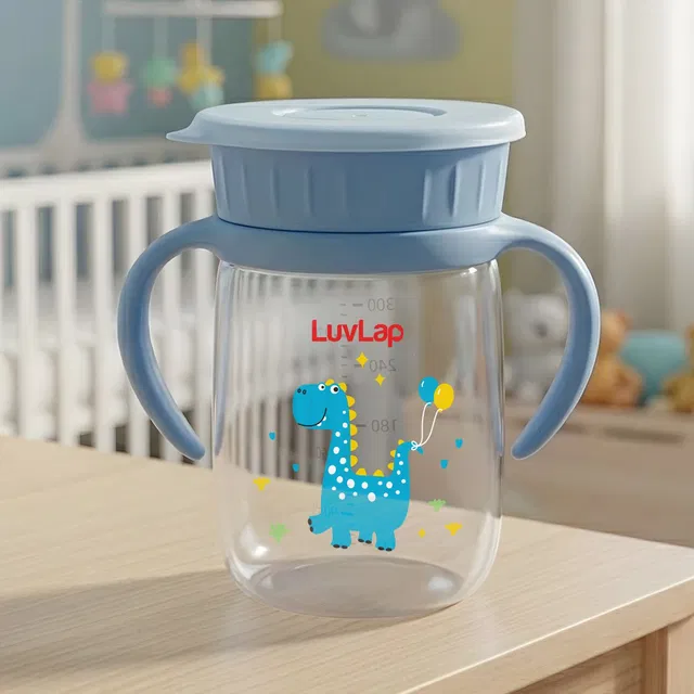 LuvLap Shine 360° Soft Spout Trainer Sipper for Kids, 360ml, spillproof Sippy Cup