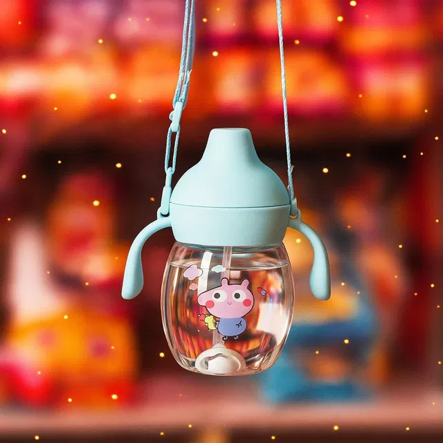 Smiley mia Baby Sipper/Sippy Cup 340ml, Anti-Spill Design |Soft Silicone Spout & Straw, 6m+