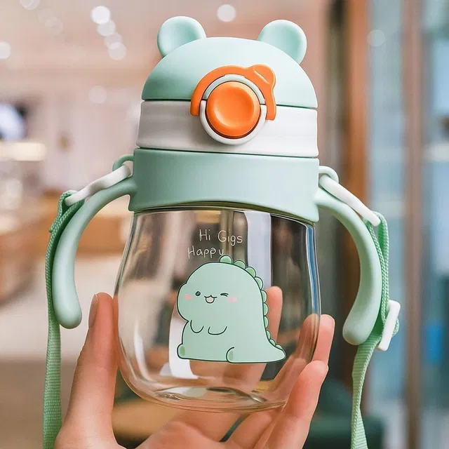 Magic Pebbles Eco-friendly Baby Water Bottle For Kids With Soft Silicone Straw & Strap -300ml