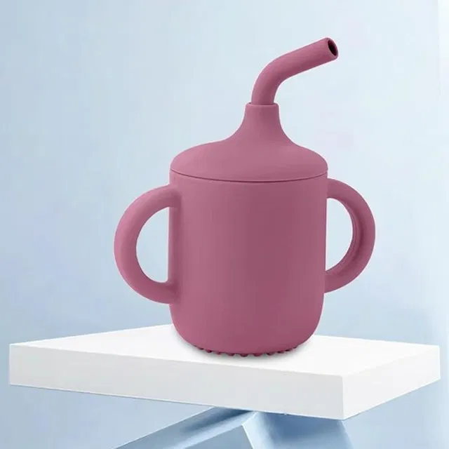 TONY STARK Baby Sipper Cup with Soft Silicone Straw & Lid, Anti-Spill Drinking Training