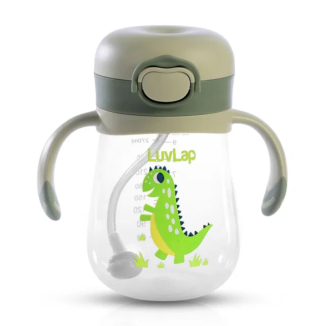 LuvLap Baby Bite Resistant Soft Silicone weighted Straw Sipper Cup with Handle, 300 ml,