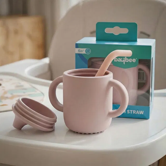 baybee BPA-Free Baby Training Silicone Sippy Cup, Baby Sipper Cup with Straw and Lid