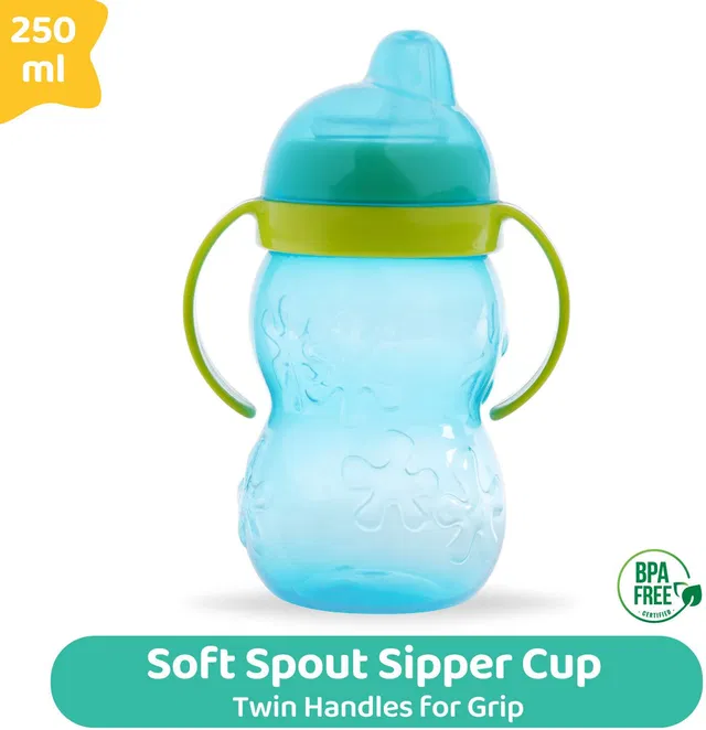 1st Step BPA Free Anti-Spill Soft Silicone Spout Baby Sipper Cup with Twin Handle- 250ml