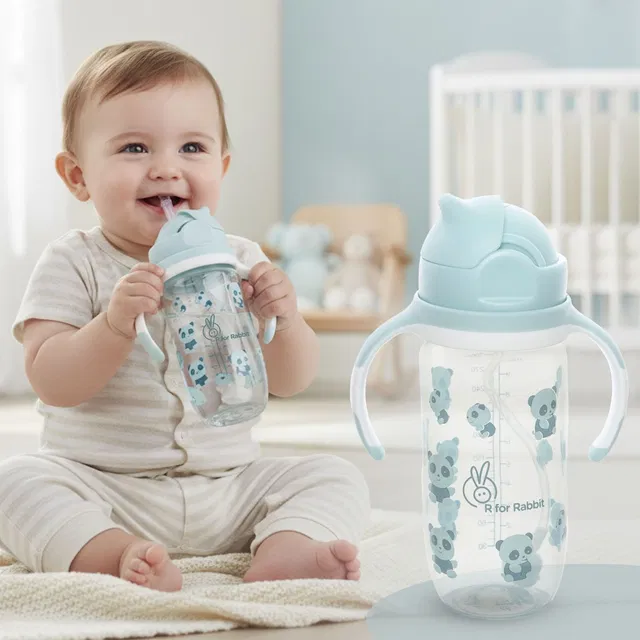 R for Rabbit Bubble Baby Sipper Bottle 300 ml|10 fl oz|Anti Spill Sippy Cup with Soft Silicone Straw
