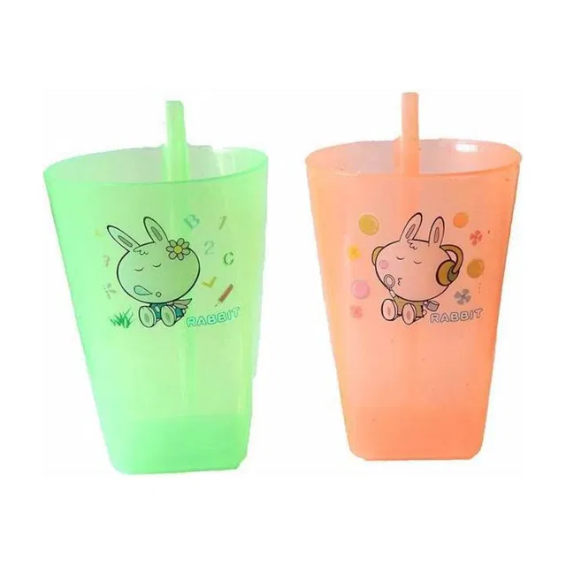 eRetaillMart 2 PCS Fun Bright Colors Plastic Kids Straw Cup,BPA Free