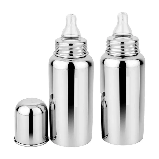 A K Traders Baby steel feeding bottle (250 ml) - Premium steel (Silver)