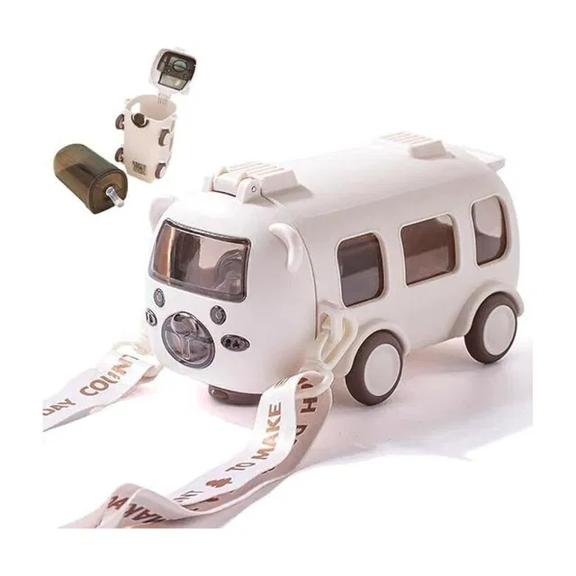 MICASHU Bus Water Bottle School Bus Water Bottle With Straw Water Bottle for Kids 500ml