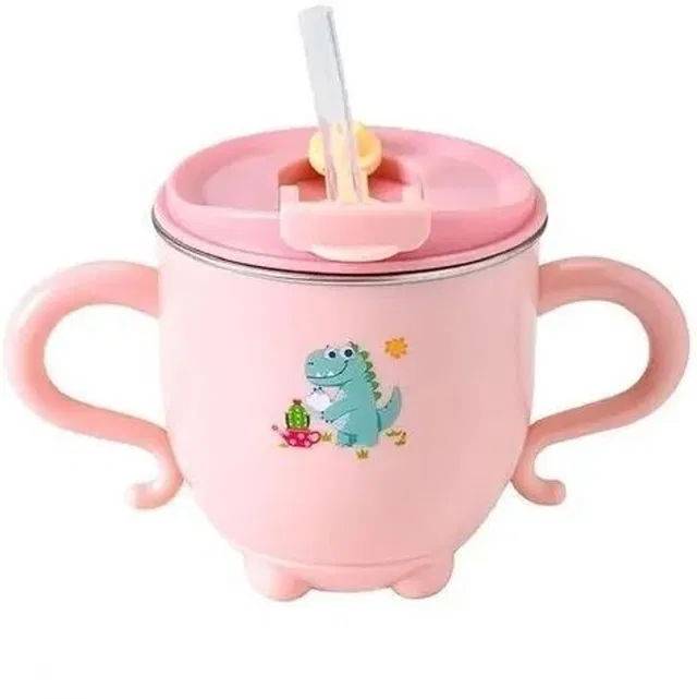 ApexUni Stainless Steel Mug for Kids Milk Cup with Lid & Straw Drinking Mug for Kids