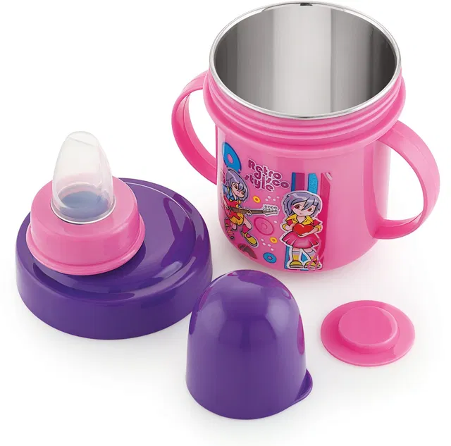 Miss & Chief Stainless Steel Plastic Baby Spout Sipper Cup for Kids Age 3-18 Months-(250ml)