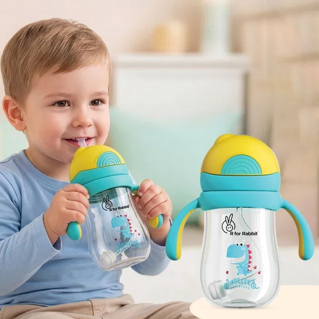 R for Rabbit Tritan Dino 320 ML Baby Straw Sipper Bottle with Shatter-proof Tritan Material