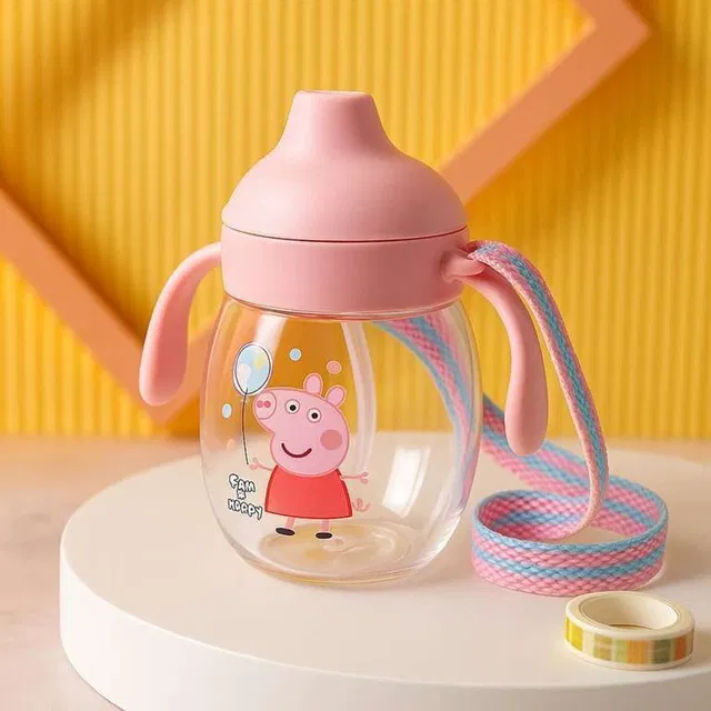 Cubella wrapped in love Baby Sipper Cup Peppa Pig Design Anti-Spill Silicone Spout with Handles & Strap