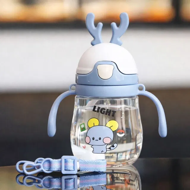 Magic Pebbles Eco-friendly Baby Water Bottle For Kids With Soft Silicone Straw & Strap -300ml
