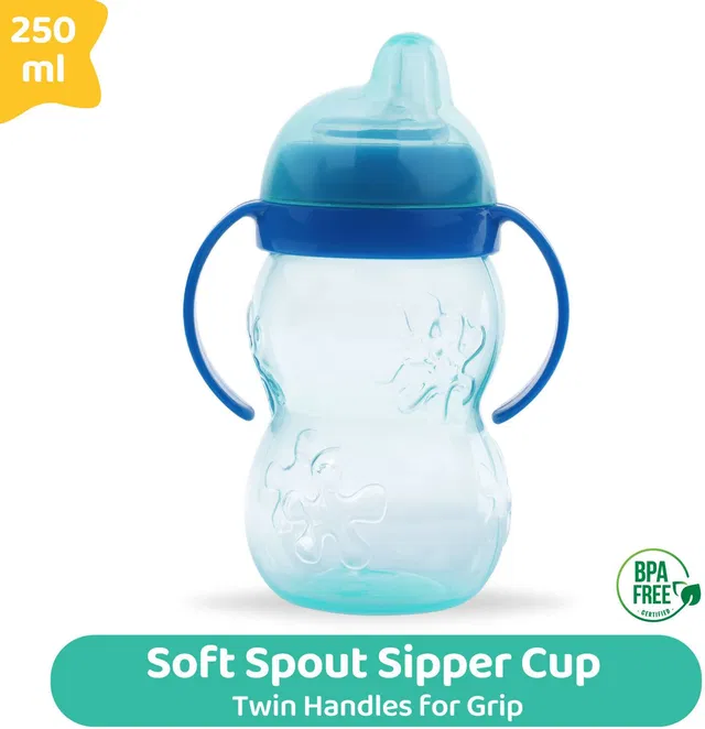 1st Step BPA Free Anti-Spill Soft Silicone Spout Baby Sipper Cup with Twin Handle- 250ml