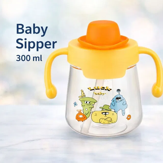 Magic Pebbles Baby Training Sipper Cup 300 ml BPA Free Straw Bottle with Dual Handles For Kid