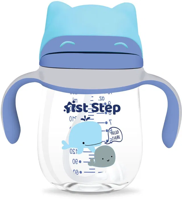 1st Step TRITAN Anti-Spill Soft Silicone Weighted Straw Baby Sipper Cup with Twin Handle