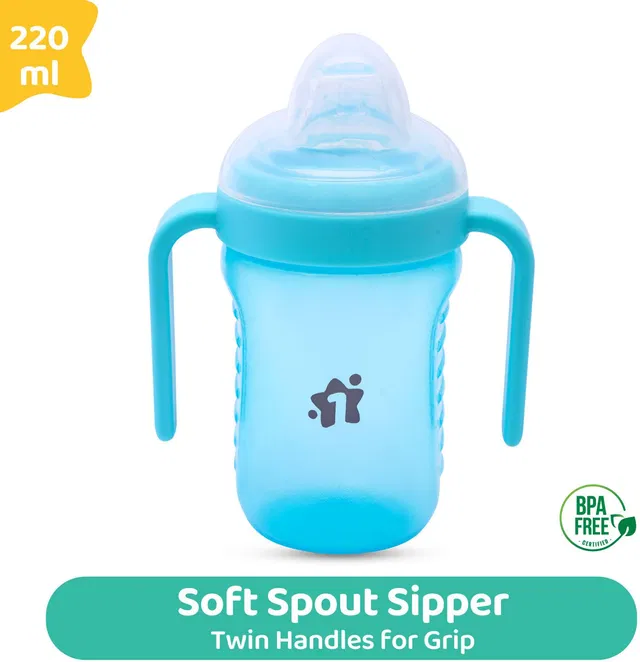 1st Step Matte Collection BPA Free Polypropylene Soft Spout Sipper with Twin Handles for Easy Grip