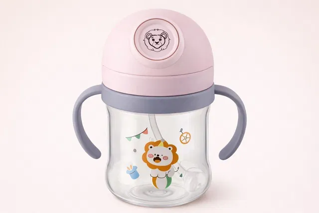 Magic Pebbles Little Baby Sipper/ Sippy Cup 250ml, Anti-Spill Soft Silicone Straw, 6m+