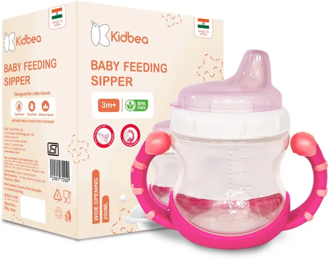 Kidbea Baby Sipper Cup BPA-Free, Soft Silicone Spout, Spill-Proof, Easy Grip Handles
