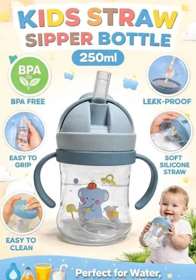 Kiyaan Sipper for Kids with Easy-Grip Handles, 250ml Soft Silicone