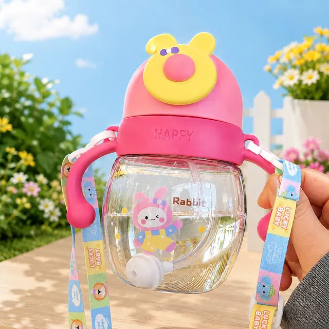 Magic Pebbles Eco-friendly Baby Water Bottle For Kids With Soft Silicone Straw & Strap-300ML