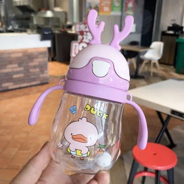 Magic Pebbles Eco-friendly Baby Water Bottle For Kids With Soft Silicone Straw & Strap -300ml
