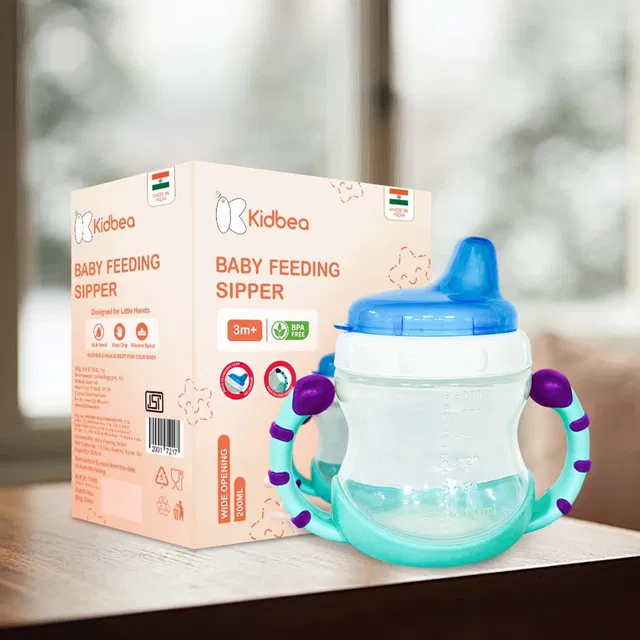 Kidbea Baby Sipper Cup BPA-Free, Soft Silicone Spout, Spill-Proof, Easy Grip Handles