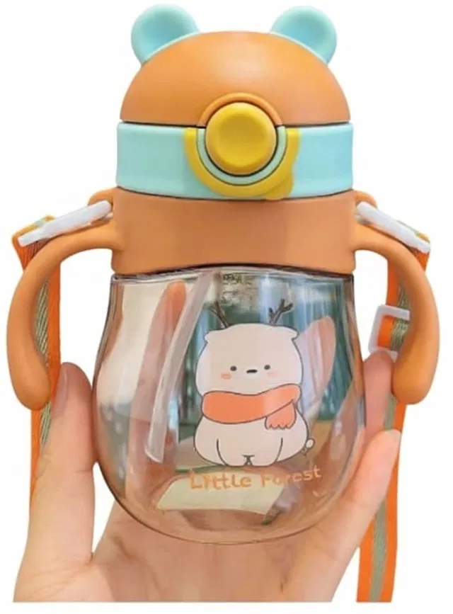 goyyoo Baby Sipper Cup with Straw & Handles, Leak-Proof Bottle with Cartoon Design