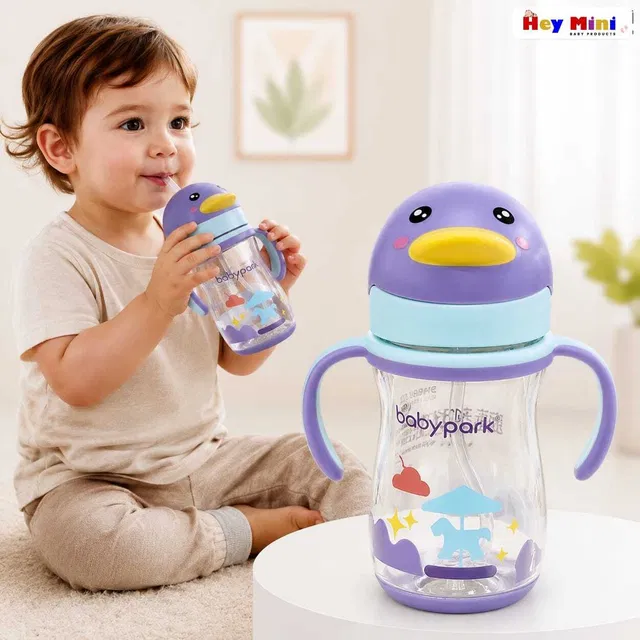 hey mini Duck Sipper Bottle with Handles BPA Free Leak-Proof,320 ml,9m+