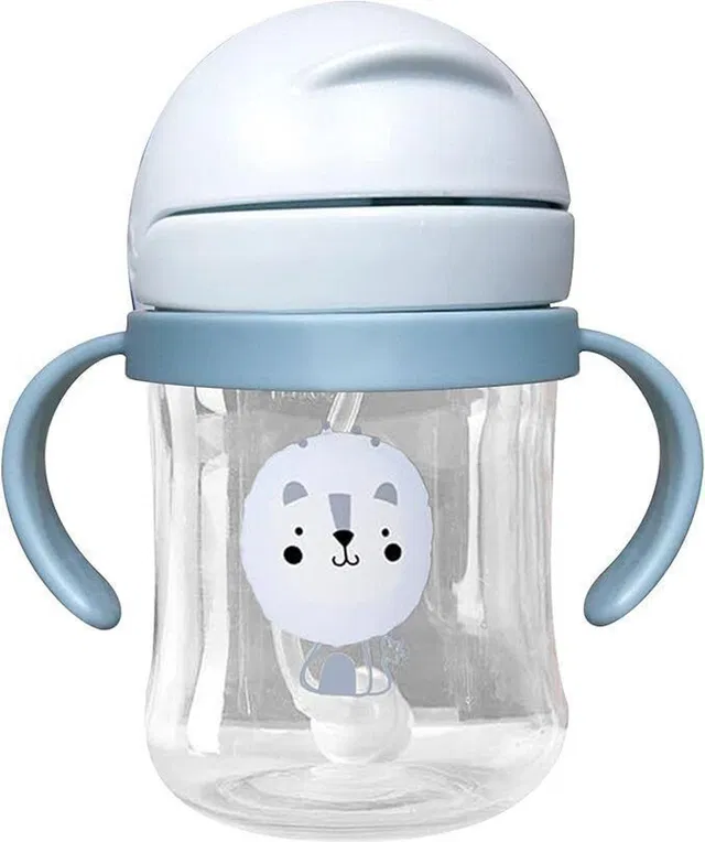 FLENGO Sippy Cup for Toddlers with Handle | Weighted Straw Soft Spout Learner Cup