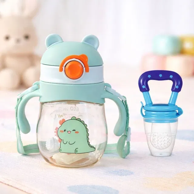 Magic Pebbles Eco-friendly Baby Water Bottle For Kids With Soft Silicone Straw & Strap -300ml