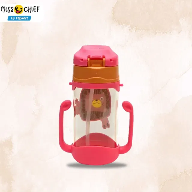 Miss & Chief Baby Soft Straw Feeding Sipper with Twin Handle Anti Spill Flip Top Water Bottle