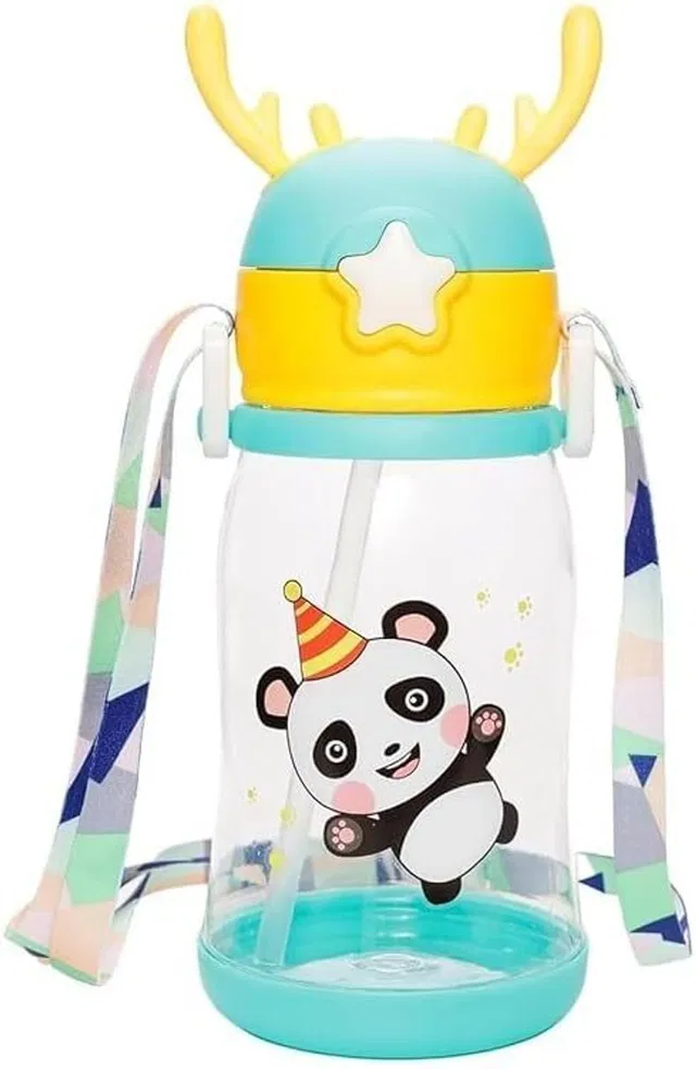 RBGIIT UniBear Baby Sipper Cup with Soft Straw Flip Lid and Lightweight Strap